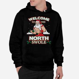 North Swole Santa Claus Weight Lifting Christmas Gym Workout Sweatshirt Hoodie | Crazezy