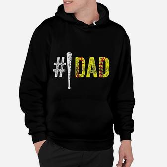 Number One Softball Fan Dad Gift From Daughter Hoodie | Crazezy