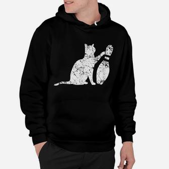 Ornery Alley Cat Tipping Bowling Pin Funny Team Gift Hoodie | Crazezy