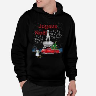 Paris Eiffel Tower Christmas Tree Red Truck Joyeux Noël Gift Hoodie | Crazezy