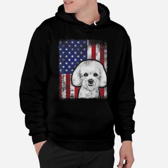 Patriotic Bichon Frise American Flag Dog Lover Hoodie | Crazezy