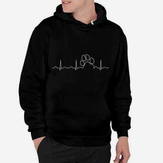 Pawprint Heartbeat Funny Cute Rescue Dog Cat Paw Print Gift Hoodie | Crazezy