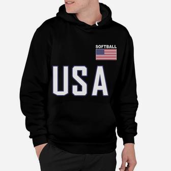 Pocket Usa Flag Softball Tshirt Team Jersey Women Men Gift Sweatshirt Hoodie | Crazezy