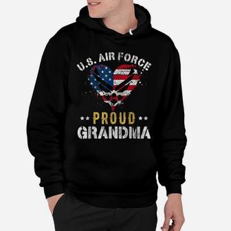 Proud Air Force Grandma American Flag Heart Veteran Hoodie | Crazezy