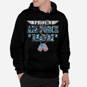 Proud Air Force Mom - Us Flag Dog Tags Wings Military Mother Sweatshirt Hoodie | Crazezy CA
