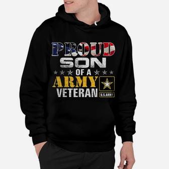 Proud Son Of A Army Veteran American Flag Military Gift Hoodie | Crazezy