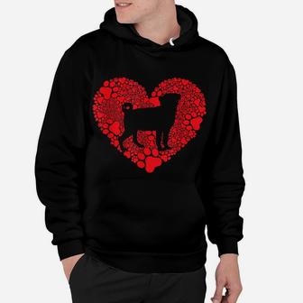 Pug Paw Heart Valentines Day Dog Lover Gift Hoodie | Crazezy