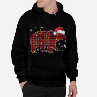 Red Plaid Bonus Dad Bear Matching Buffalo Pajama Hoodie | Crazezy
