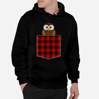 Red Plaid Owl In Pocket Buffalo Family Pajama Christmas Hoodie | Crazezy