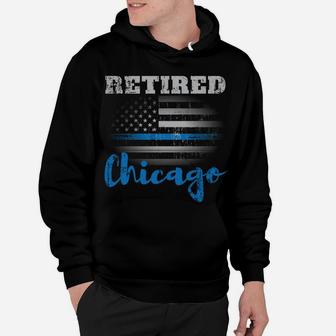 Retired Police Officer Chicago American Flag Design Sweatshirt Hoodie | Crazezy