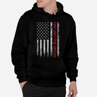 Retro Vintage Defund The Media Distressed American Flag Sweatshirt Hoodie | Crazezy