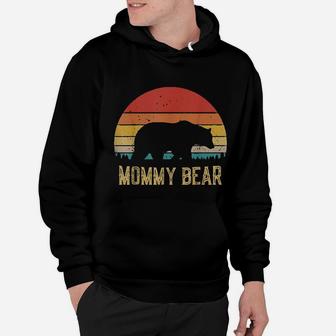 Retro Vintage Sunset Mommy Bear Camping Hiking Hoodie | Crazezy AU