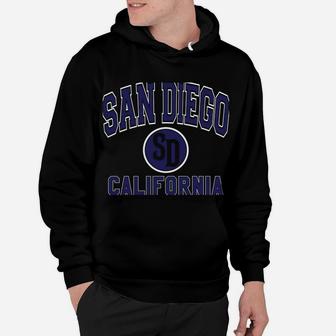 San Diego SD Varsity Style Navy Blue Print Hoodie | Crazezy UK