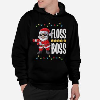 Santa Floss Like A Boss Christmas Boys Kids Xmas Flossing Hoodie | Crazezy