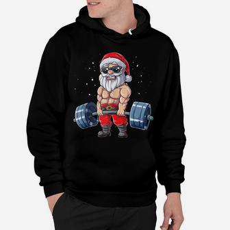 Santa Weightlifting Christmas Fitness Gym Deadlift Xmas Men Hoodie | Crazezy