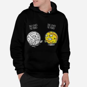 She Love Me More Volleyball Softball Hoodie | Crazezy