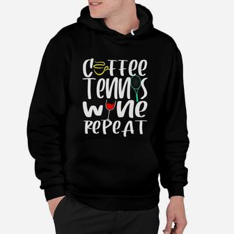 Tennis Player Coach Coffee Wine Lover Funny Christmas Gift Hoodie | Crazezy