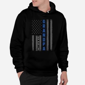 Thin Blue Line Grandpa American Flag Police Fathers Day Gift Sweatshirt Hoodie | Crazezy UK