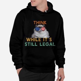 Think While It´S Still Legal Cat With Usa Sunglasses Hoodie | Crazezy AU
