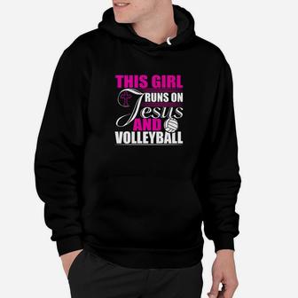 This Girl Runs On Jesus And Volleyball Christian Hoodie | Crazezy