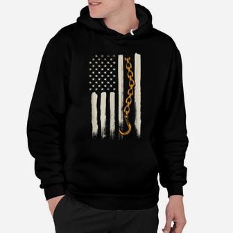 Tow Truck Driver Gifts American Flag Patriotic Towing Hoodie | Crazezy