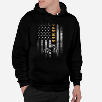 Tractor American Usa Flag Funny Farmer Rancher Gifts Farming Hoodie | Crazezy