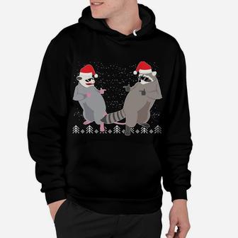 Trashin Through The Snow Garbage Gang Opossum Raccoon Santa Sweatshirt Hoodie | Crazezy UK