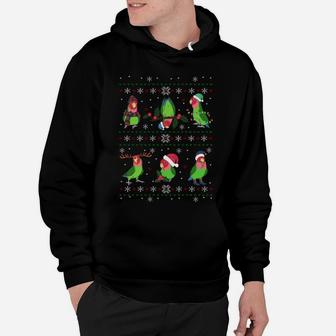 Ugly Christmas Rosy Faced Lovebird Green Parrot Owner Hoodie | Crazezy UK