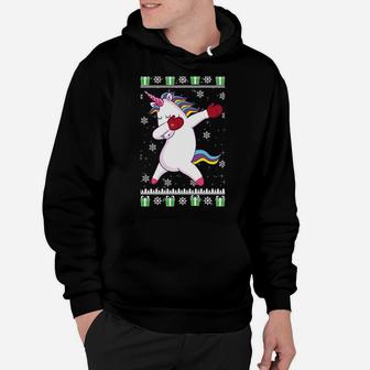 Ugly Christmas Style Dabbing Unicorn Funny Gifts Kids Girls Sweatshirt Hoodie | Crazezy