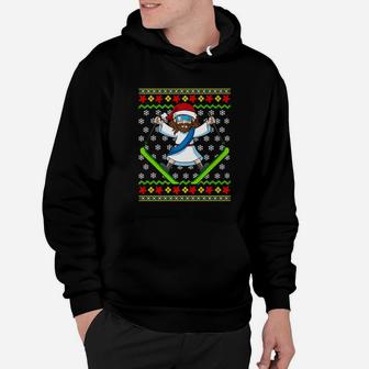 Ugly Christmas Sweater Kids Jesus Skiing Gift Hoodie | Crazezy