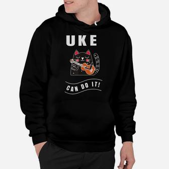 Ukulele Tshirt Funny Uke Can Do It Cat Playing Shirt Gift Hoodie | Crazezy