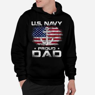 US Navy Proud Dad With American Flag Gift Veteran Day Hoodie | Crazezy