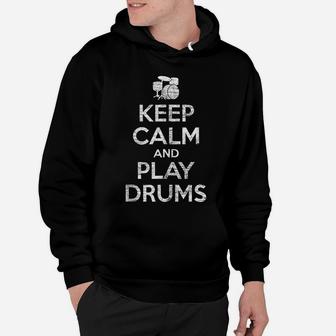 Vintage Drummer Gifts - Keep Calm And Play Drums Hoodie | Crazezy