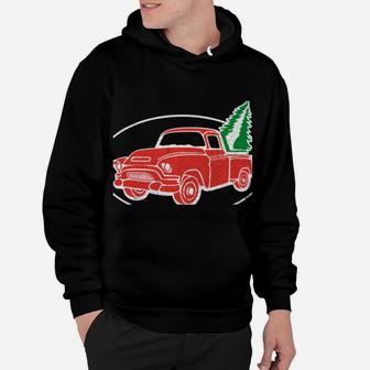 Vintage Red Christmas Truck & Tree Shirt - Long Sleeve Tee Hoodie | Crazezy