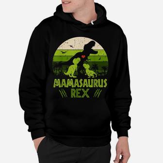 Vintage Retro 2 Kids Mamasaurus Dinosaur Lover Gift Hoodie | Crazezy UK