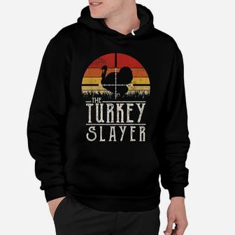 Vintage Sunset Retro Style Turkey Hunting Turkey Slayer Hoodie | Crazezy