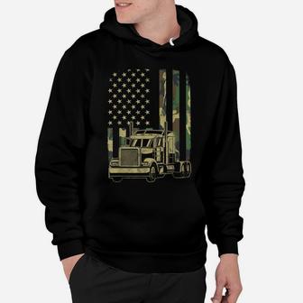 Vintage Trucker Camouflage American Flag Truck Driver Gift Hoodie | Crazezy