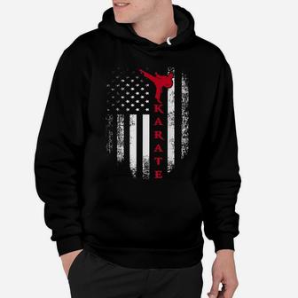 Vintage Usa Red White Karate American Flag Cool Gift Hoodie | Crazezy DE