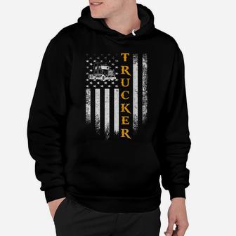 Vintage USA Truck Driver American Flag Patriotic Funny Gift Hoodie | Crazezy UK