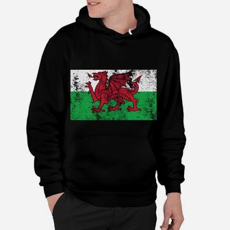 Wales Distressed Flag Welsh Red Dragon Retro Vintage Look Sweatshirt Hoodie | Crazezy DE