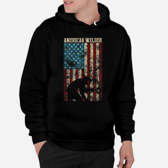Welding Patriotic Distressed USA American Flag Gift Welder Zip Hoodie Hoodie | Crazezy