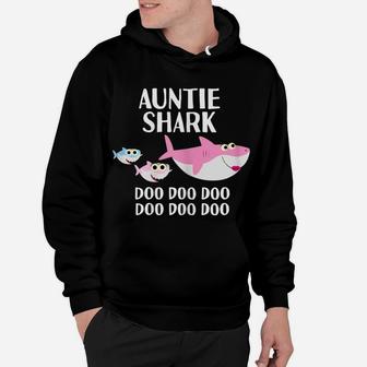 Womens Auntie Shark Doo Doo Aunty Aunt Niece Christmas Gifts Hoodie | Crazezy