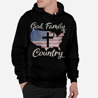 Womens GOD FAMILY COUNTRY Christian Cross American Flag Love Jesus Hoodie | Crazezy