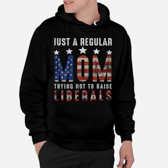 Womens Just A Regular Mom Trying Not To Raise Liberals Us Flag Hoodie | Crazezy DE