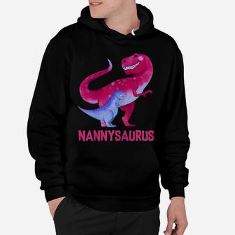 Womens Nannysaurus Cute Nanny Saurus Dinosaur Christmas Hoodie | Crazezy