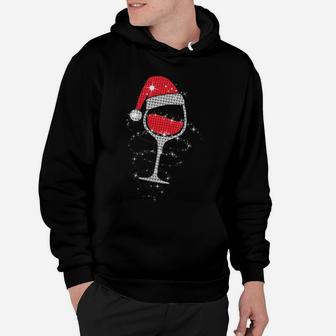 Womens Wine Glasses Santa Hat Christmas Funny Wine Lover Gifts Xmas Hoodie | Crazezy