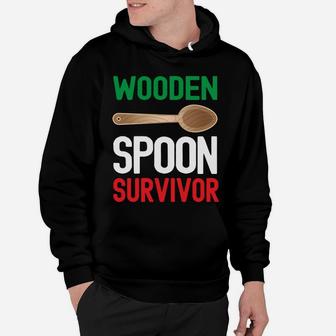 Wooden Spoon Survivor Funny Italian Mom Dad Sayings Sweatshirt Hoodie | Crazezy