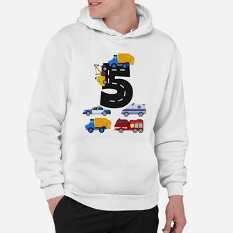 5Th Birthday Boys Fire Truck Police Car 5 Year Old Hoodie | Crazezy