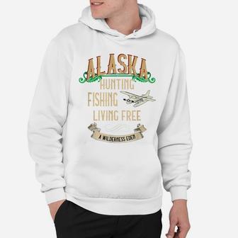 Alaska Hunting Fishing Living Free Vintage Wilderness Hoodie | Crazezy
