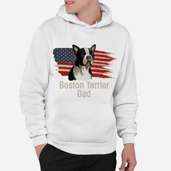 American Flag Boston Terrier Dad Sweatshirt Hoodie | Crazezy